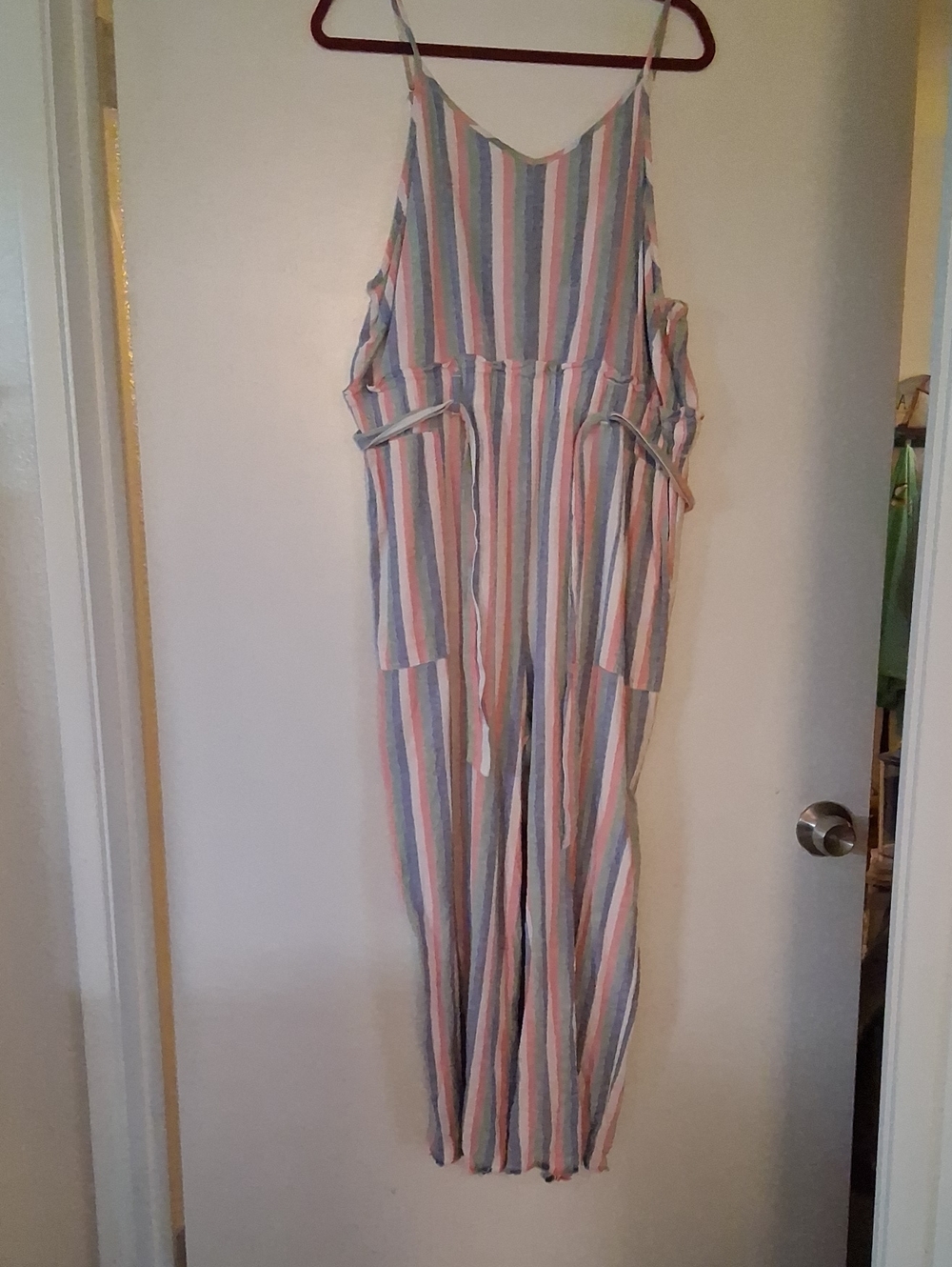 dip Pastel Striped Wide-Leg Jumpsuit - Blue, Pink, Cream
